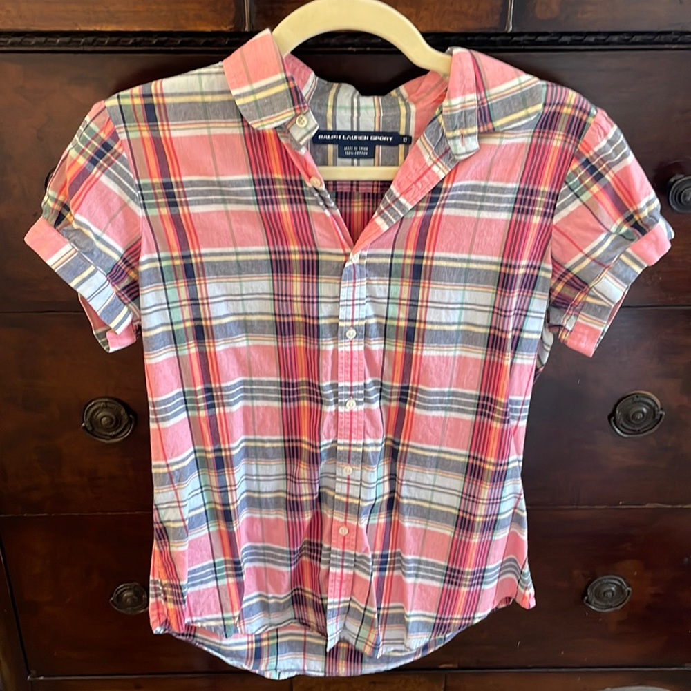 Ralph Lauren Sport Cotton Plaid Blouse